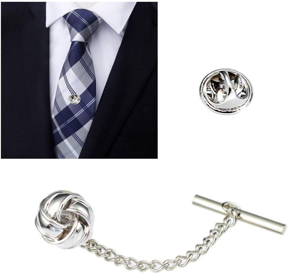 Amazon | メンズネクタイタックピンブローチ社章ピンチェーン付きミニ